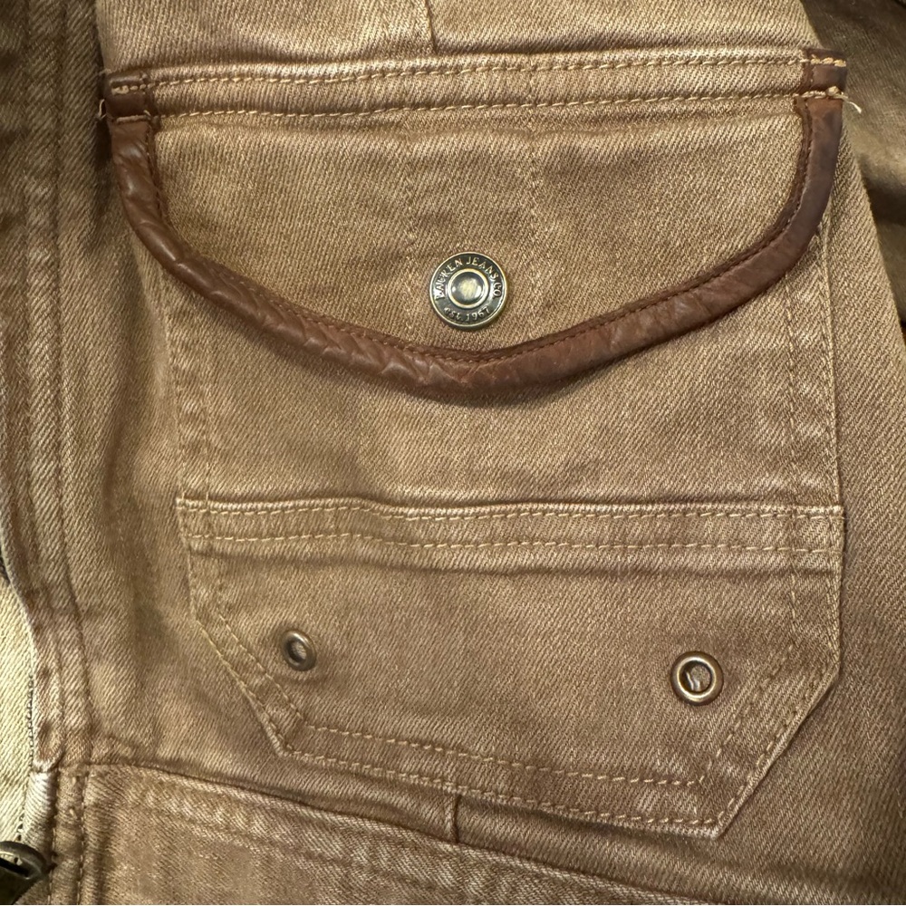 LRL- Ralph Lauren‎ Classic Tan Canvas with Leather Trim Moto Jacket. Size 8 - Picture 11 of 11